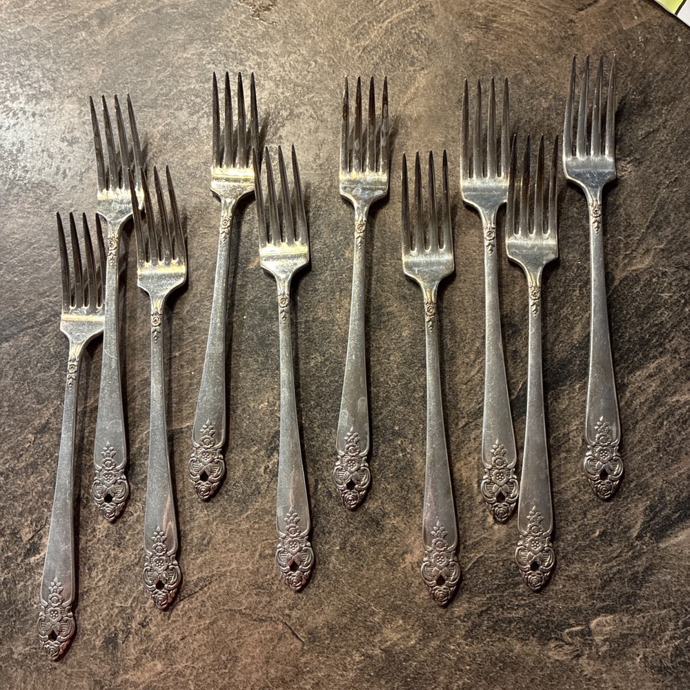 (10) Oneida Prestige Silverplate Dinner  Forks, 1951 Distinction